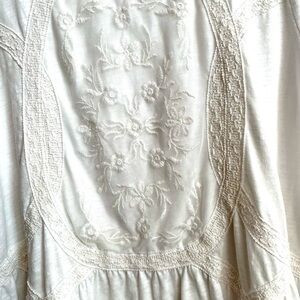 Style & Co Peplum, embroidered, overlay top.  White lace with gathered peplum
